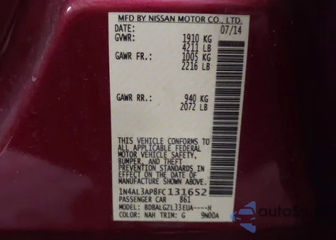 2015 Nissan Altima 2.5 S from USA, damaged, VIN 1N4AL3AP8FC131652